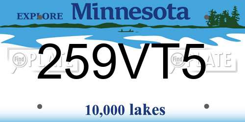 259VT5 Minnesota License Plate