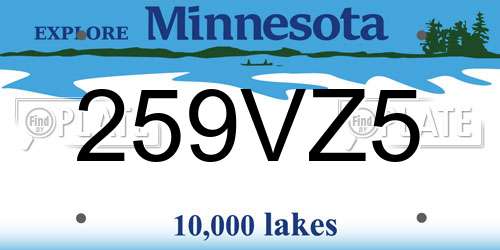 259VZ5 Minnesota License Plate