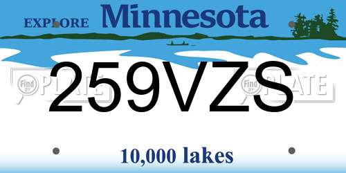 259VZS Minnesota License Plate