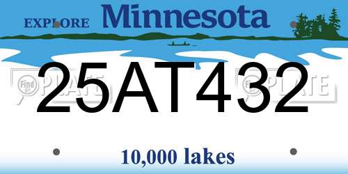 25AT432 Minnesota License Plate