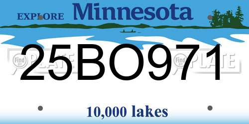 25BO971 Minnesota License Plate