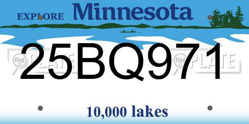 25BQ971 Minnesota License Plate