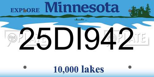 25DI942 Minnesota License Plate