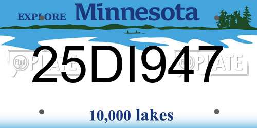 25DI947 Minnesota License Plate