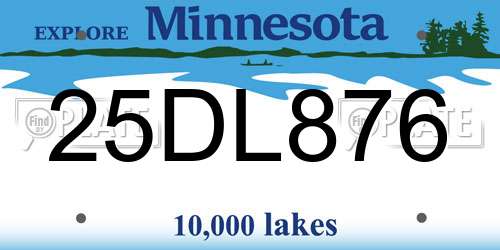 25DL876 Minnesota License Plate