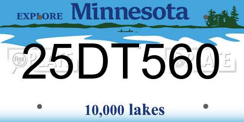 25DT560 Minnesota License Plate