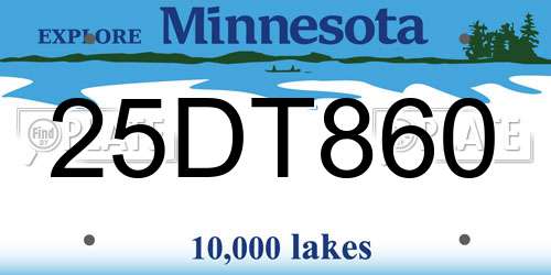 25DT860 Minnesota License Plate
