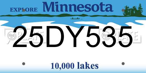 25DY535 Minnesota License Plate