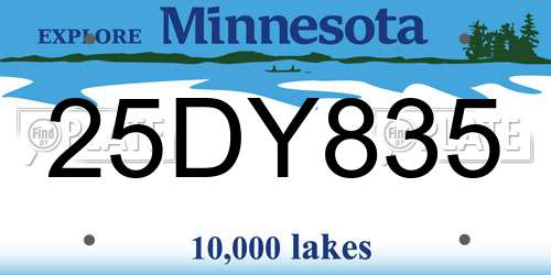 25DY835 Minnesota License Plate