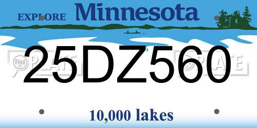 25DZ560 Minnesota License Plate
