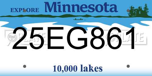25EG861 Minnesota License Plate