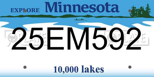 25EM592 Minnesota License Plate