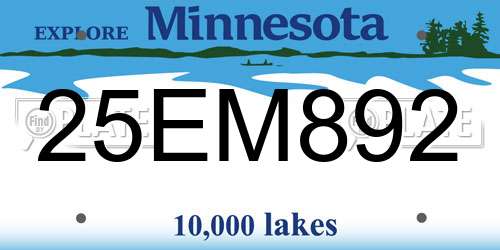 25EM892 Minnesota License Plate