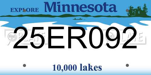 25ER092 Minnesota License Plate