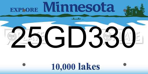 25GD330 Minnesota License Plate