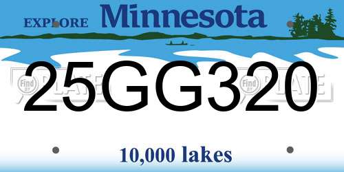 25GG320 Minnesota License Plate