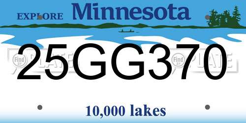 25GG370 Minnesota License Plate