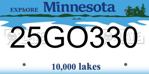 25GO330 Minnesota License Plate