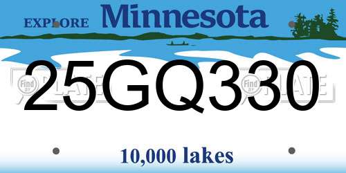 25GQ330 Minnesota License Plate
