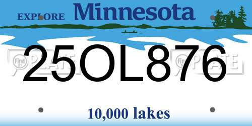 25OL876 Minnesota License Plate