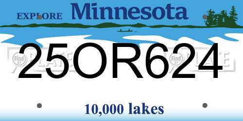 25OR624 Minnesota License Plate