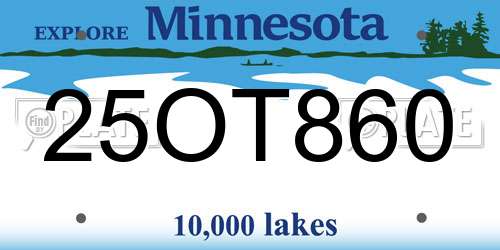 25OT860 Minnesota License Plate