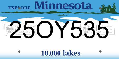 25OY535 Minnesota License Plate