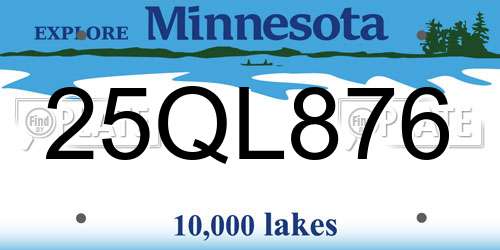 25QL876 Minnesota License Plate