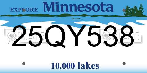 25QY538 Minnesota License Plate