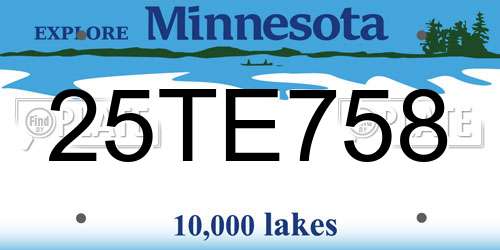 25TE758 Minnesota License Plate