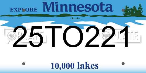 25TO221 Minnesota License Plate