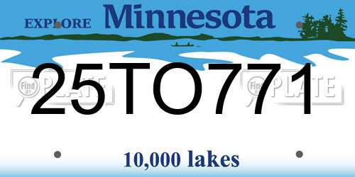 25TO771 Minnesota License Plate