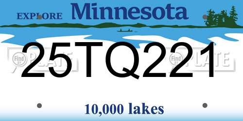 25TQ221 Minnesota License Plate
