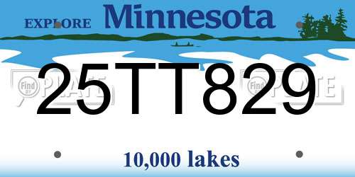 25TT829 Minnesota License Plate