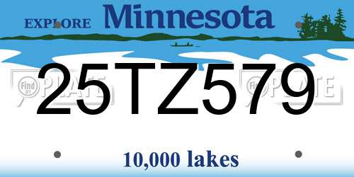 25TZ579 Minnesota License Plate