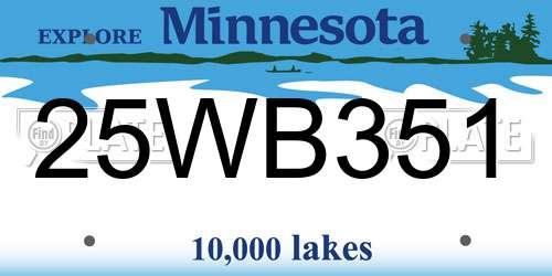 25WB351 Minnesota License Plate