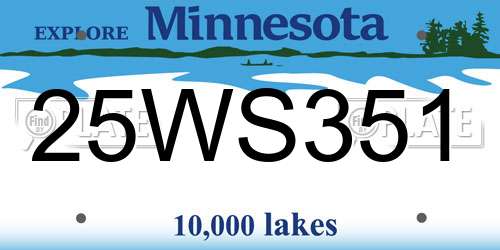 25WS351 Minnesota License Plate
