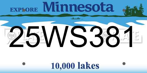 25WS381 Minnesota License Plate