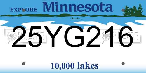 25YG216 Minnesota License Plate