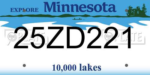 25ZD221 Minnesota License Plate