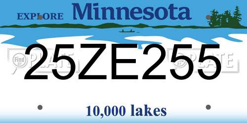 25ZE255 Minnesota License Plate