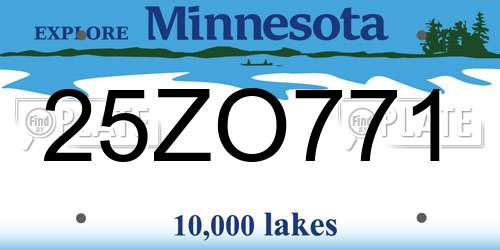 25ZO771 Minnesota License Plate