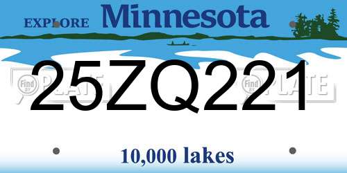 25ZQ221 Minnesota License Plate