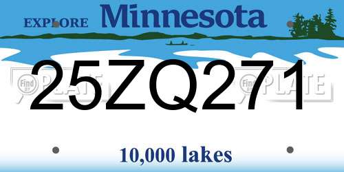 25ZQ271 Minnesota License Plate