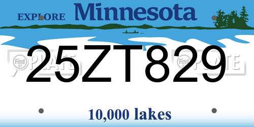 25ZT829 Minnesota License Plate