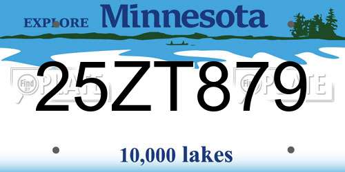 25ZT879 Minnesota License Plate