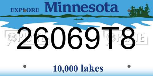 26069T8 Minnesota License Plate