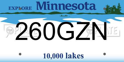 260GZN Minnesota License Plate