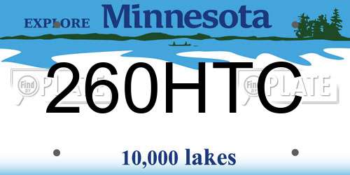 260HTC Minnesota License Plate