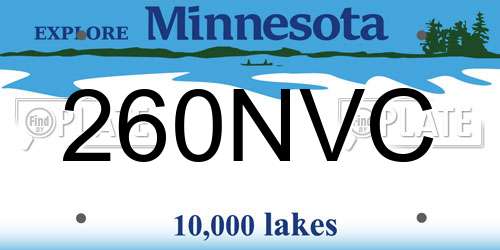 260NVC Minnesota License Plate